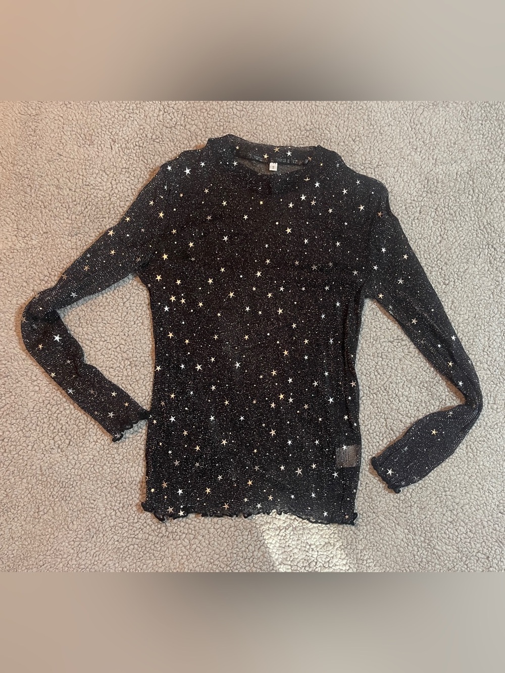 Black long sleeve top with gold stars size S #glamour #party 52